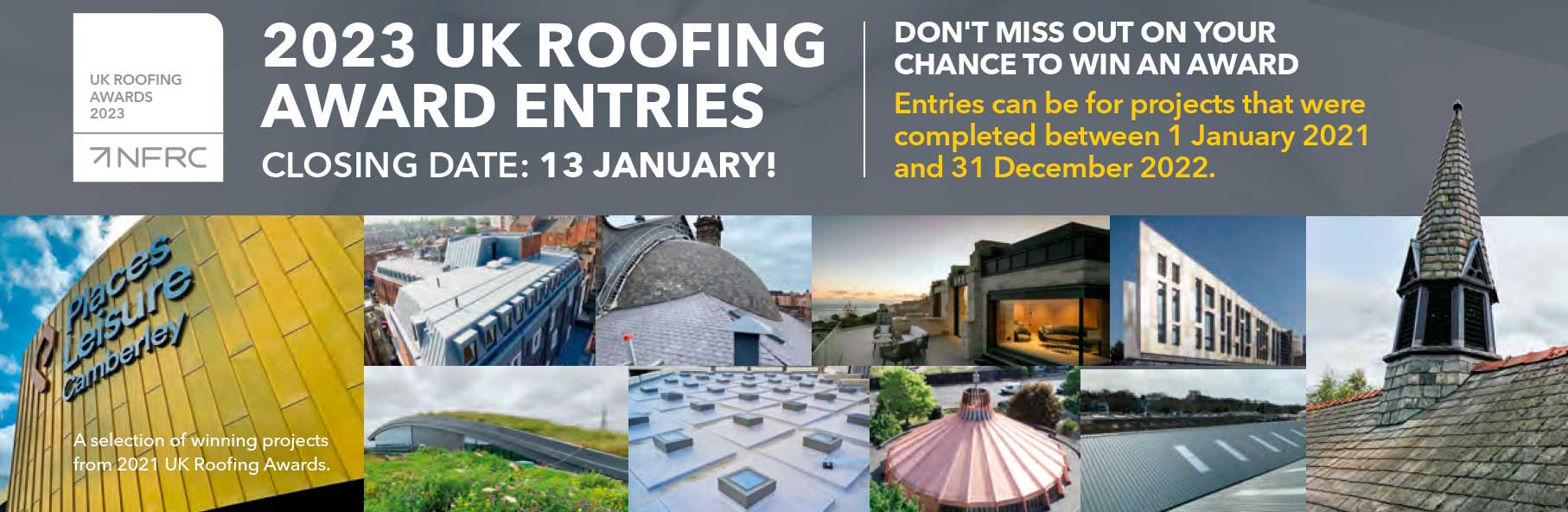 Enter now for a chance to win a 2023 UK Roofing Award