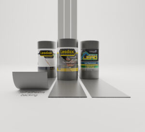Alternative to lead. Image shows selection of Leadax products including self-adhesive backing