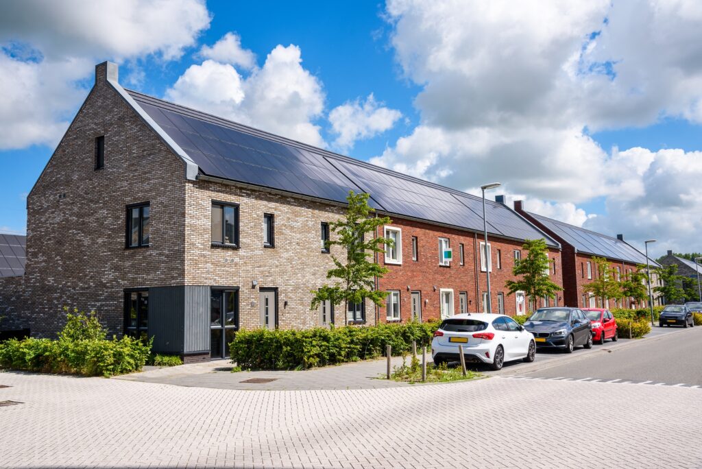 SIG Roofing solar panels on display on a row of terraced houses