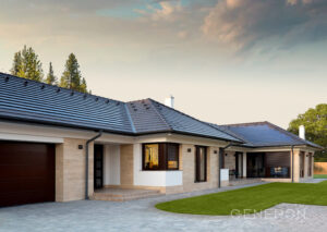 image shows home with solar tile roof system