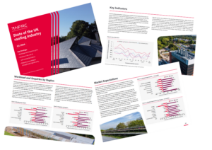 Image shows examples of pages from the State of Industry Survey including graphs and figures