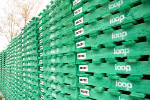 Stack of green pallets