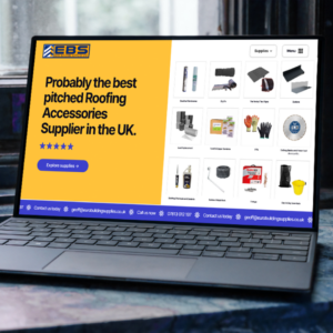 Laptop with website showing a selection of pitched roofing accessories