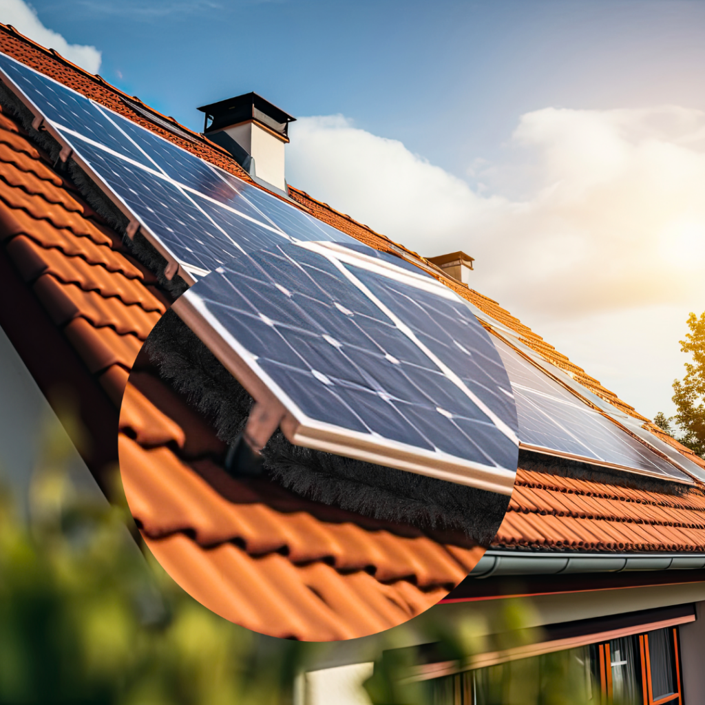 CGI image of tiled roofing with solar panels installed