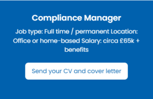 Blue information panel detailing NFRC CPS Compliance Manger job ad